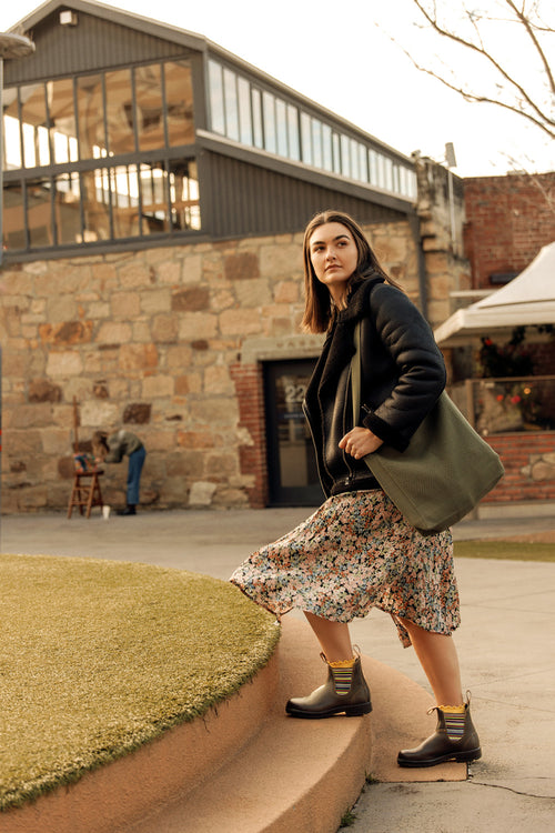 Lifestyle Women 7 image of Blundstone Women's Originals #1409 in Stout Brown / Stripes