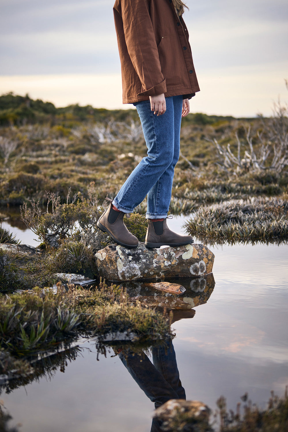 Brown Premium Leather Chelsea Boots, Women's Classics 2340