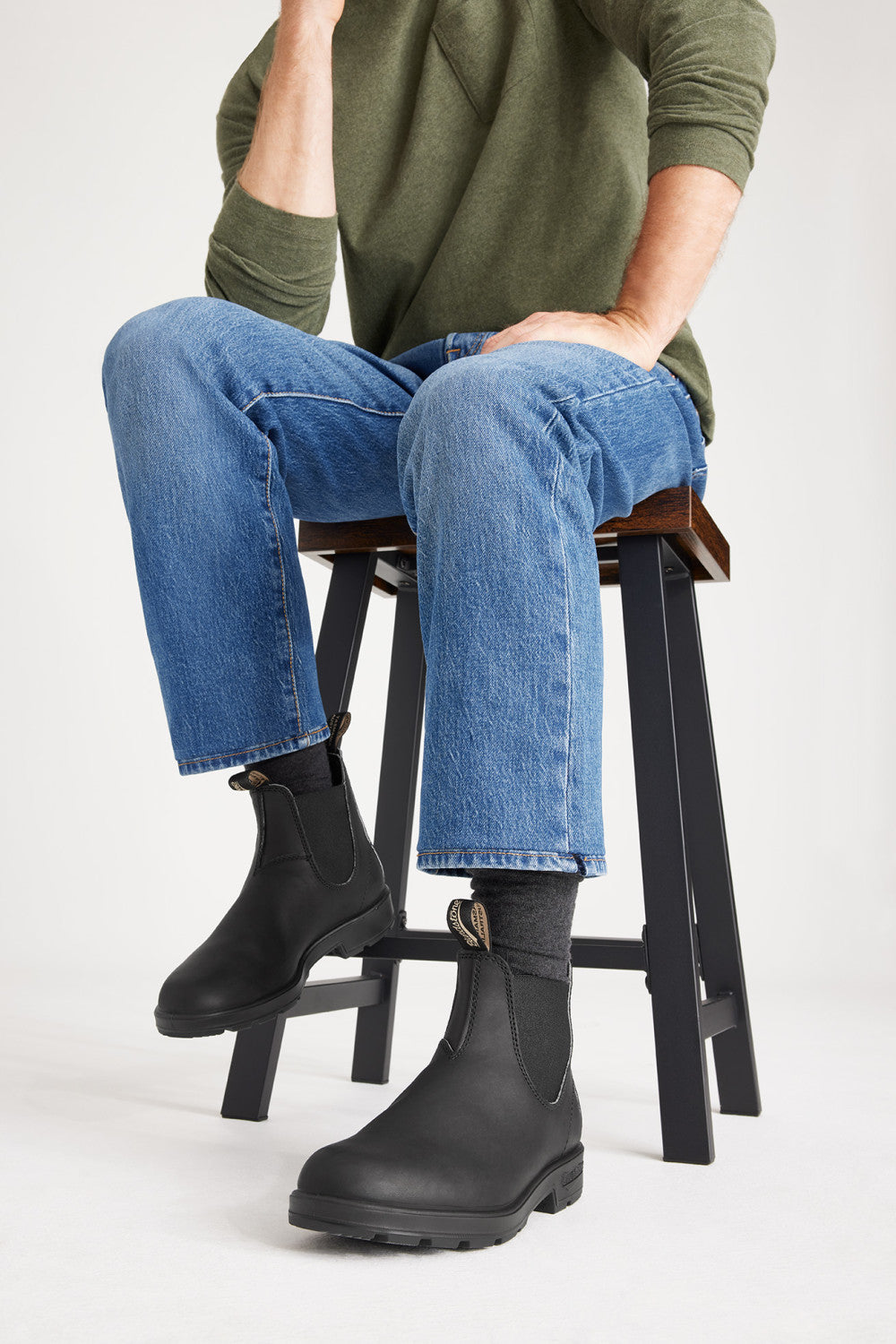 Black Premium Leather Chelsea Boots, Men's Originals 510