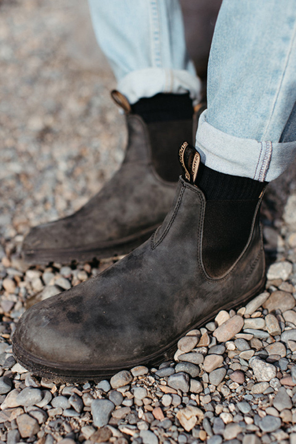 Rustic Black Leather Chelsea Boots, Men's Classics 587