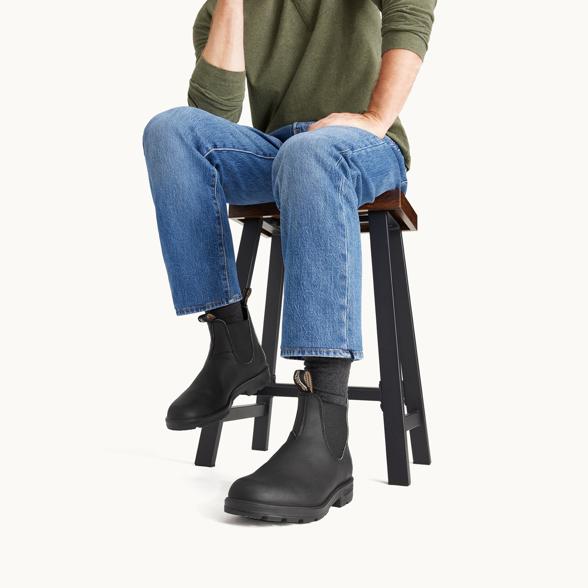 Black Premium Leather Chelsea Boots, Men's Originals 510