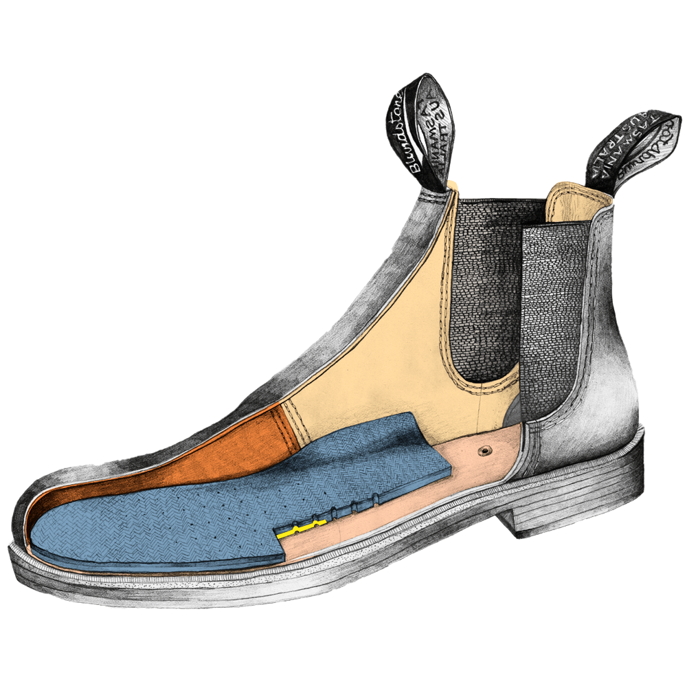 Drawing of a Blundstone Dress series ankle boot