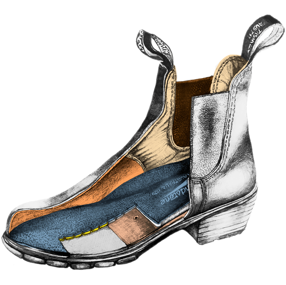 Drawing of a Blundstone Women's series heeled boot